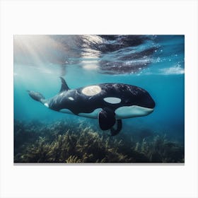 Realistic Photograpjy Of Underwater Orca Whale Canvas Print