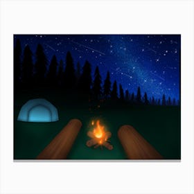 Campfire stary night Canvas Print