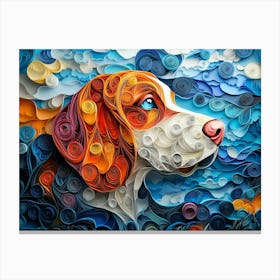 Basset Hound Paper Quilling Portrait II Canvas Print