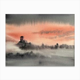 Sunset castle watercolor Canvas Print