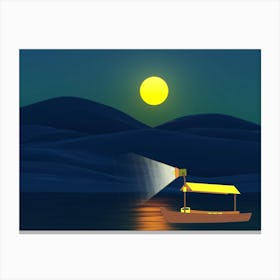 Boat At Night Canvas Print