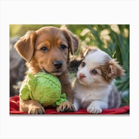 Puppy And Kitten Canvas Print