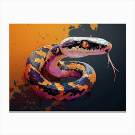 Snake On A Black Background Canvas Print