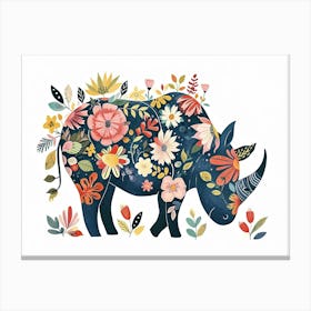 Little Floral Rhinoceros 1 Canvas Print