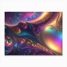 Abstract Image Of Swirling, Iridescent Colors In Shades Of Purple, Blue, Gold, And Teal Canvas Print