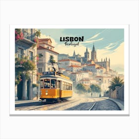 Lisbon Portugal Vintage Travel V 06 Canvas Print