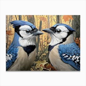 Bluejays In The Woods 2 Canvas Print