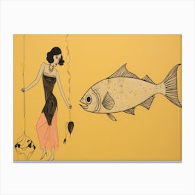 Girl And A Fish Canvas Print