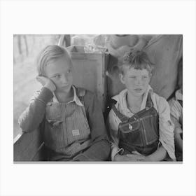 White Migrant Children Sitting In Back Seat Of Family Car East Of Fort Gibson, Muskogee County, Oklahoma By Russe Canvas Print