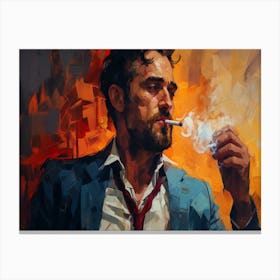 Man Smoking A Cigarette 9 Canvas Print