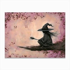 Witch With Broom Canvas Print