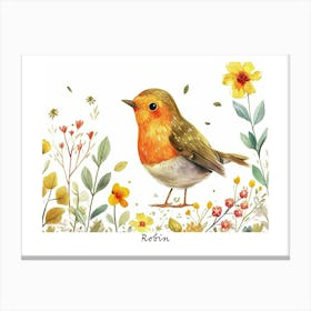 Little Floral Robin 1 Poster Canvas Print