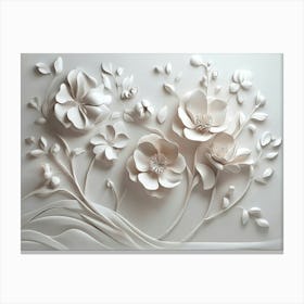 3d Marble Flowers Canvas Print