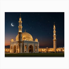 Islamic Mosque At Night Canvas Print