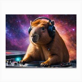 Capibara Dj, Cosmic Style Generated By Ai Canvas Print