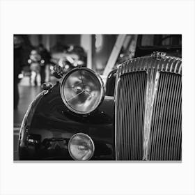 Black And White Photograph Of An Old Car Canvas Print