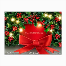 A Festive Christmas Greeting Symbolically Displayed Featuring Holly Fresh And Fiery Red Leaves Br (3) Canvas Print