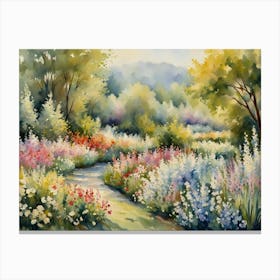 Watercolor Of A Flower Garden Canvas Print