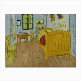 Bedroom in Arles c1888 by Dutch Painter, Vincent Van Gogh (1853-1890) This 1st Version is a HD Remastered Immaculate Art Print - T Original Hangs in the Van Gogh Museum, Amsterdam - Famous Post Impressionist Oil on Canvas Canvas Print