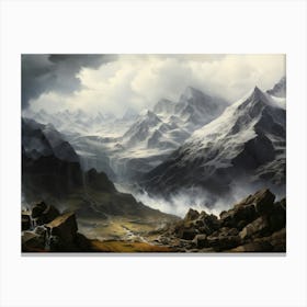 Rustic Winter Mountain Landscape Canvas Print