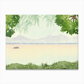 Watercolor Of A Lake 3 Canvas Print