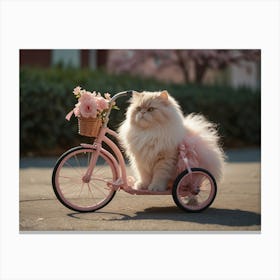 Cat On A Bike Canvas Print