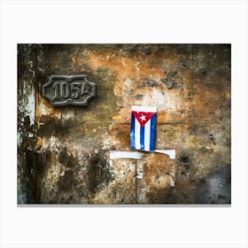 Cuban Flag On Wall Canvas Print