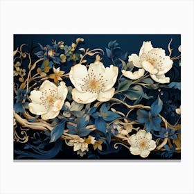 White and Blue Foliage Canvas Print