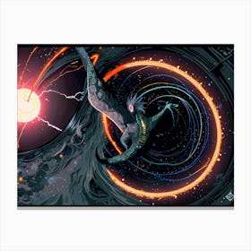 Spaceship Flying Through Space Canvas Print