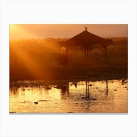 Sunset Over A Lake, Myanmar Canvas Print