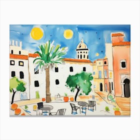 Lecce Italy Cute Watercolour Illustration 1 Canvas Print