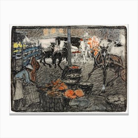 A Busy Scene Of A Market, Edward Penfield Canvas Print