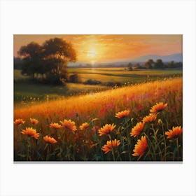 Sunset In The Meadow 30 Canvas Print