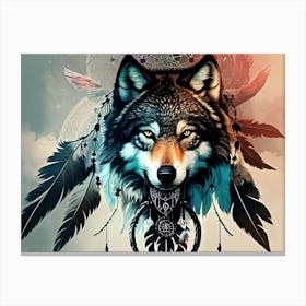 Wolf Dreamcatcher 17 Canvas Print