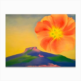 Georgia OKeeffe - Hollyhock Pink with Pedernal, 1937 1 Canvas Print