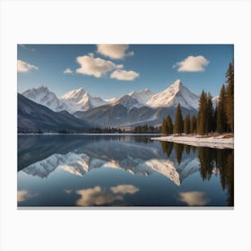 Default Depict The Serene Beauty Of A Tranquil Lake Reflecting Canvas Print