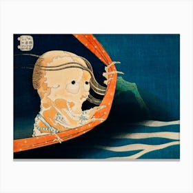 Hokusai Ukiyo-e Skeleton In A Boat Canvas Print