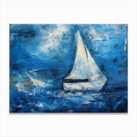 Sailboat In The Blue Sea Canvas Print