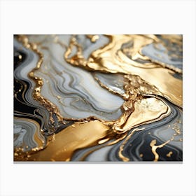 Abstract Marble Texture Swirls Of Gold And Silver Intertwining In A Lavish Dance Of Opulence Palet Canvas Print