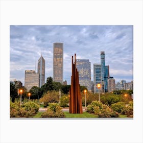 Chicago Skyline And Clouds  Canvas Print