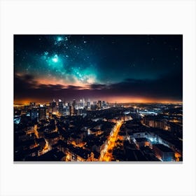 Night Sky Over A City 3 Canvas Print