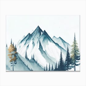 Mountain And Forest In Minimalist Watercolor Horizontal Composition 319 Canvas Print