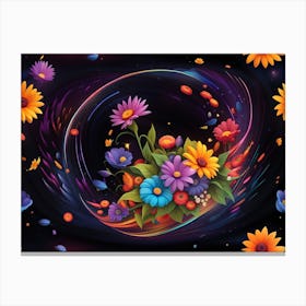 Flowers In A Circle Canvas Print