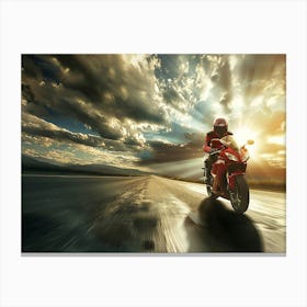 Motorcycle Rider On The Road 9 Canvas Print
