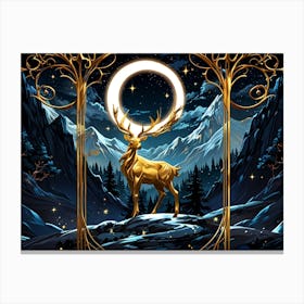 Deer In The Moonlight 1 Canvas Print