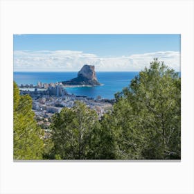 Calpe, Peñón de Ifach and pine trees Canvas Print