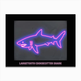 Neon Pink Largetooth Cookiecutter Shark 3 Poster Canvas Print