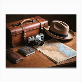 Hat And Camera Canvas Print