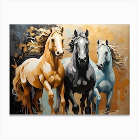 Three Horses Running Canvas Print