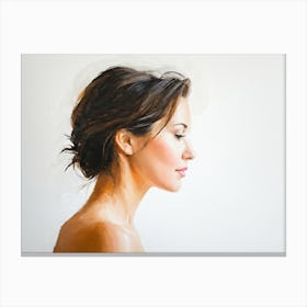 Side Profile Of Beautiful Woman Oil Painting 30 Canvas Print